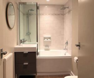 tub shower combo with slim vanity