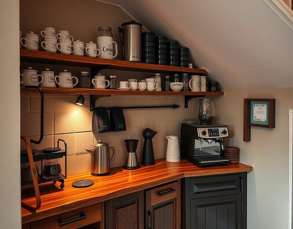 under stairs coffee bar