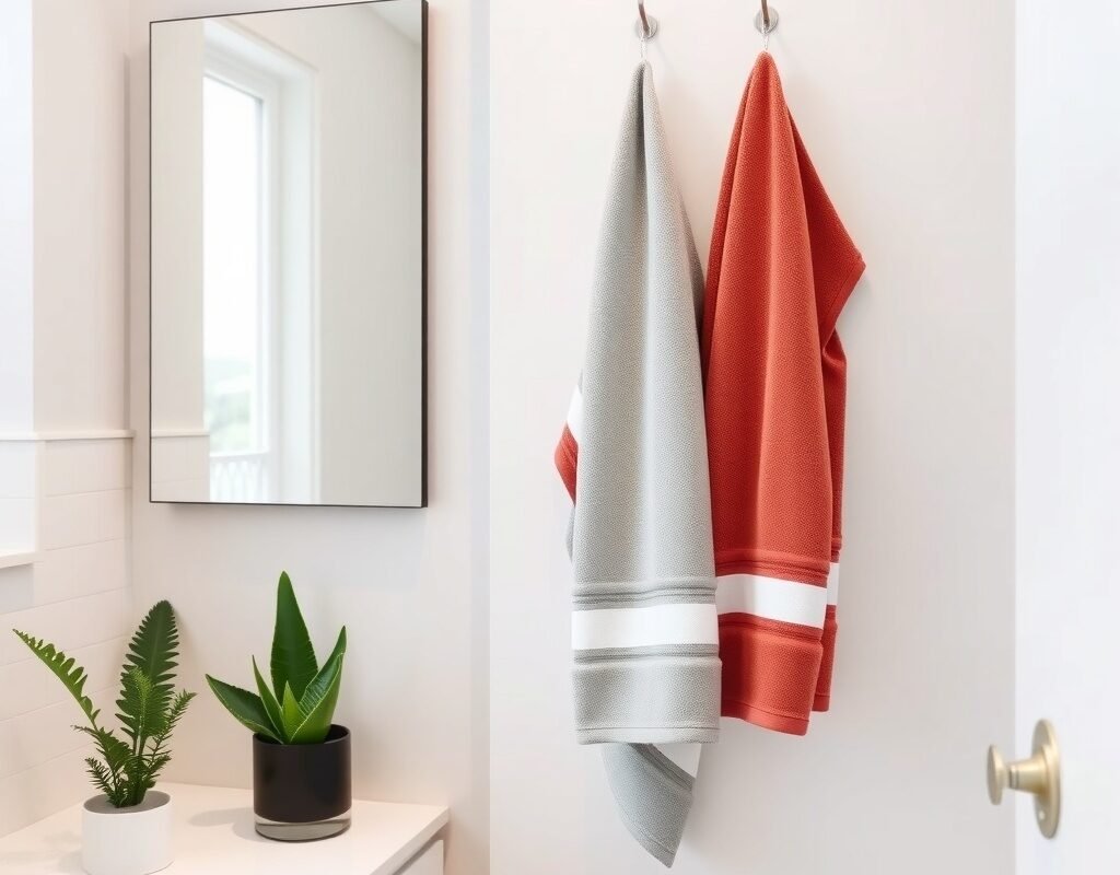 use matching towel set 2 colors max for a clean look