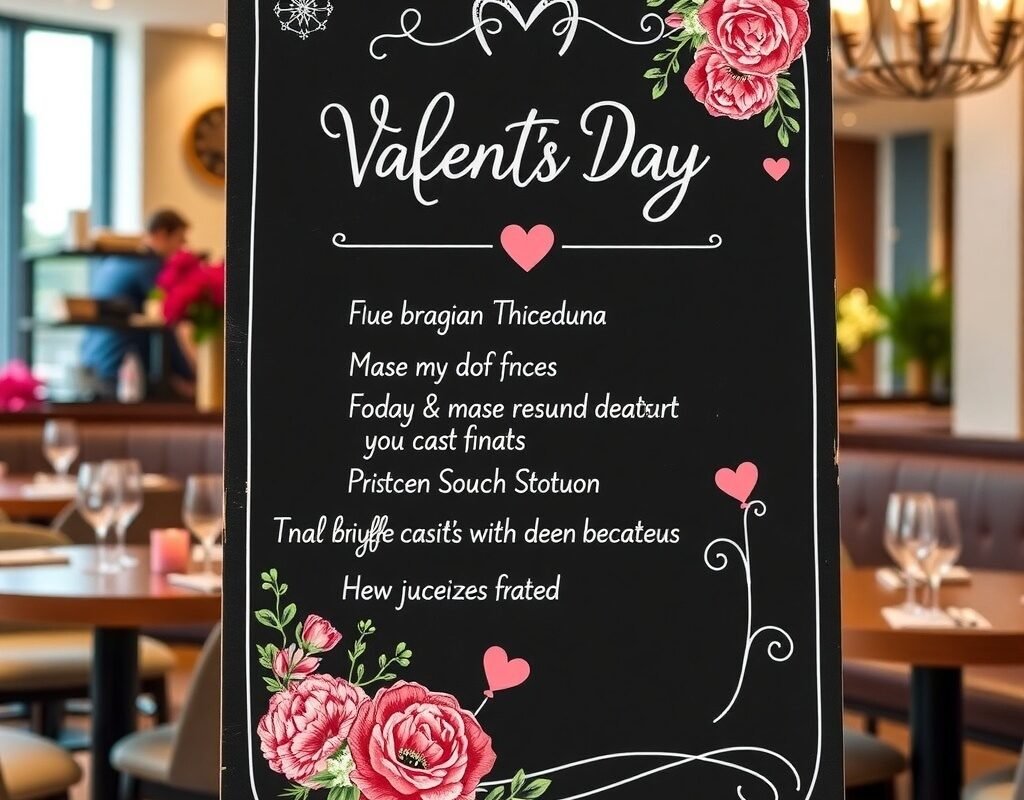 valentines menu chalkboard sign