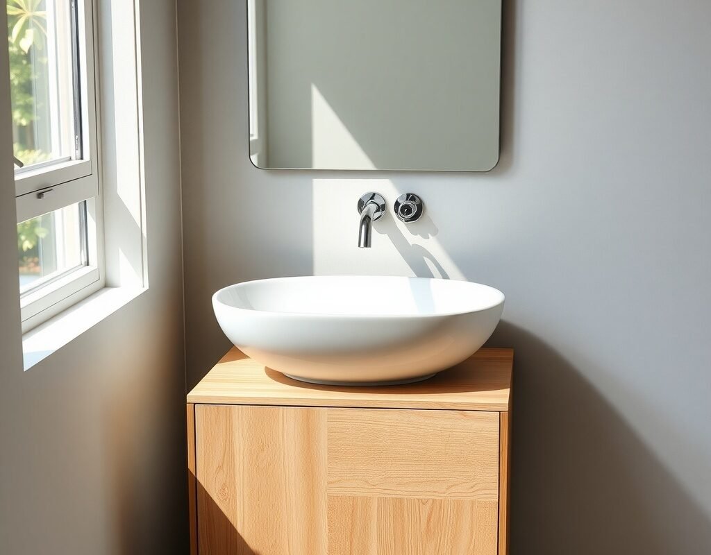 vessel sink on a simple vanity