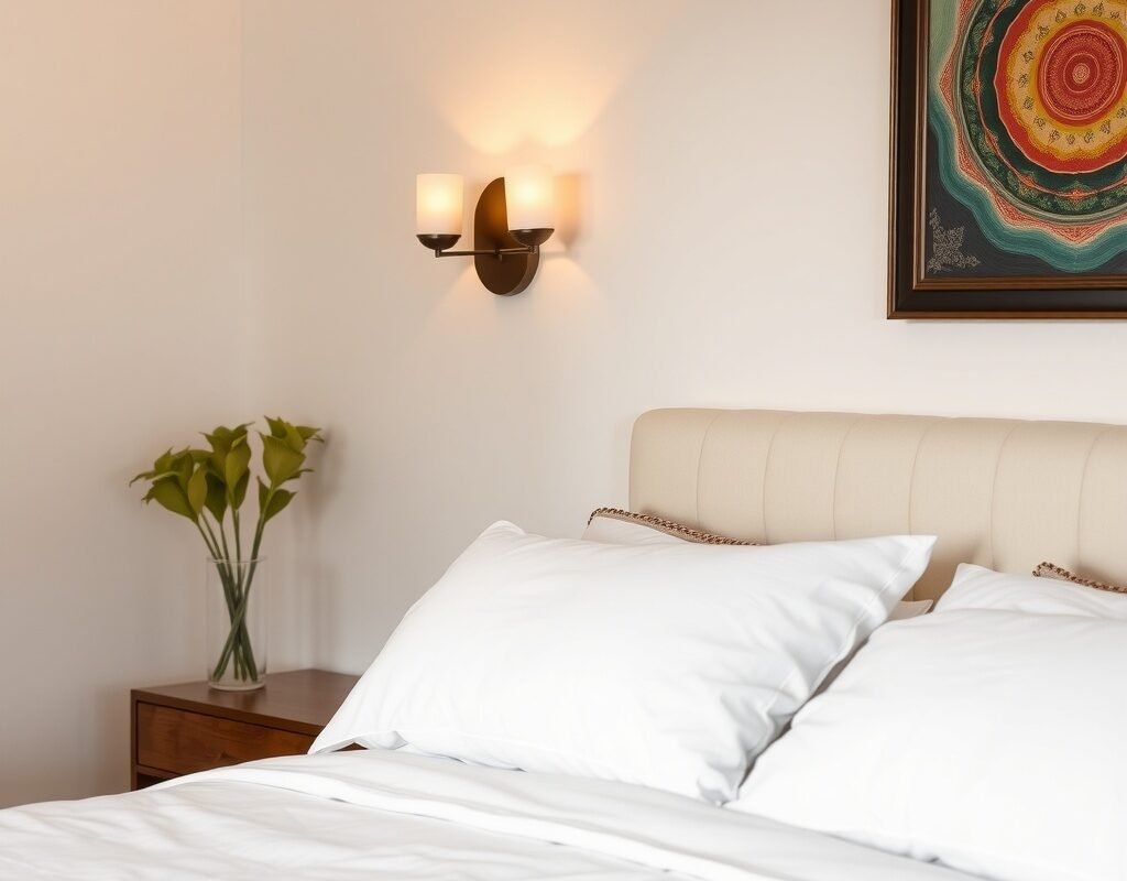wall sconces beside the bed