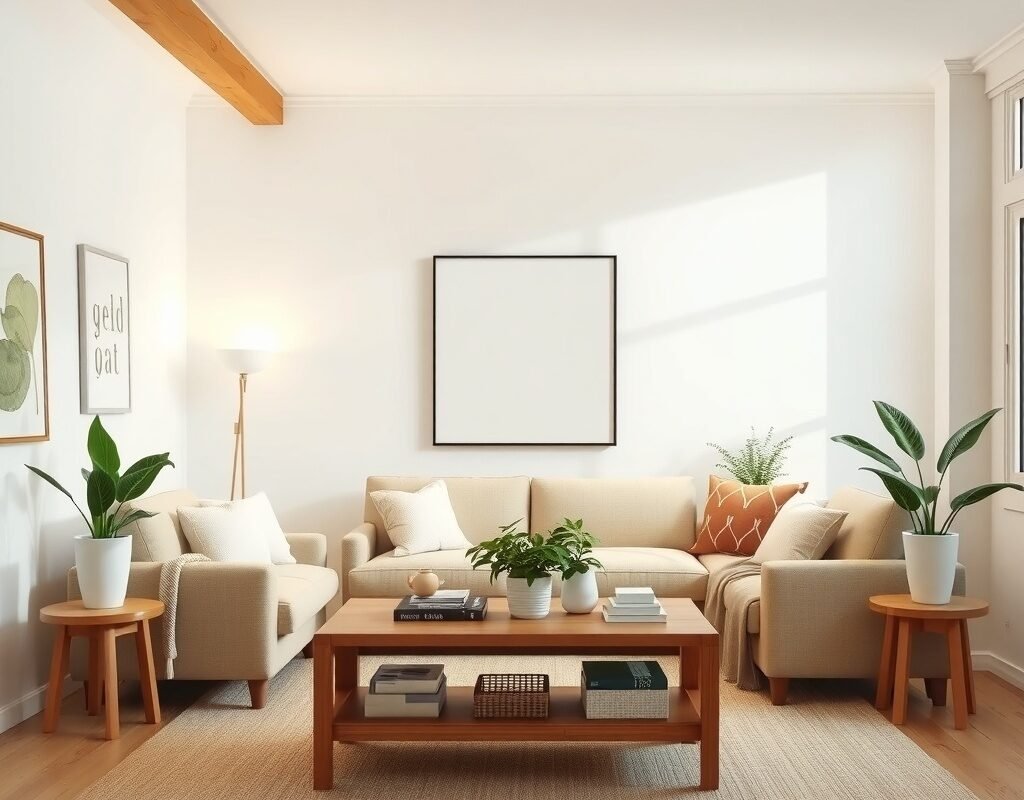 warm white beige and wood tones