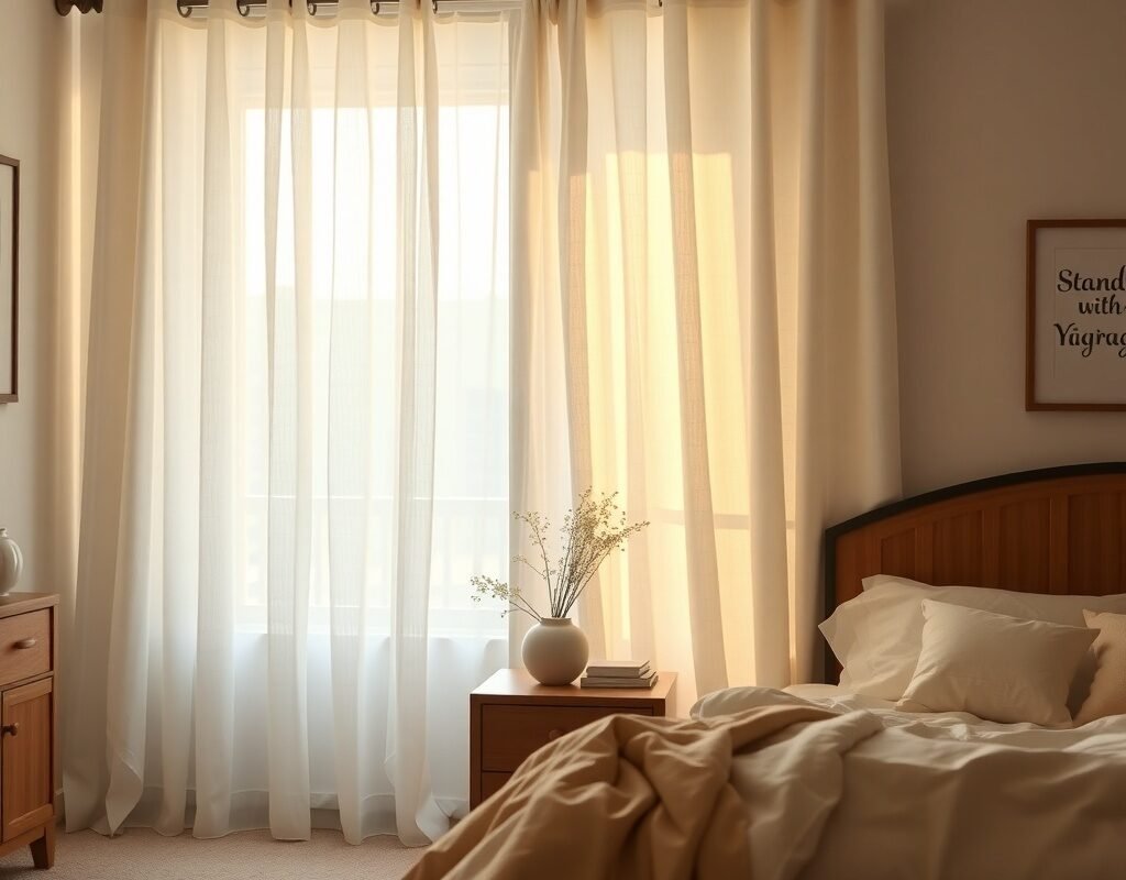 warm white curtains with texture