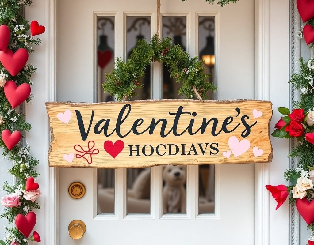 wooden valentines sign