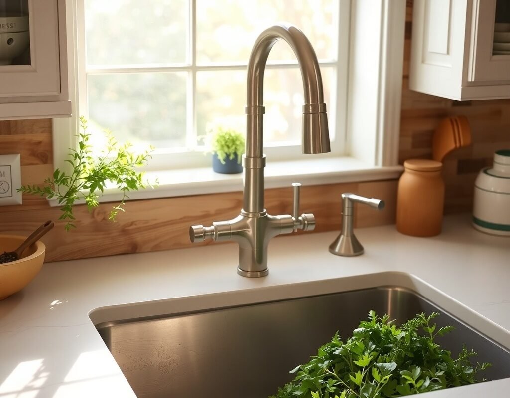 Bridge Faucet With The Farmhouse Sink