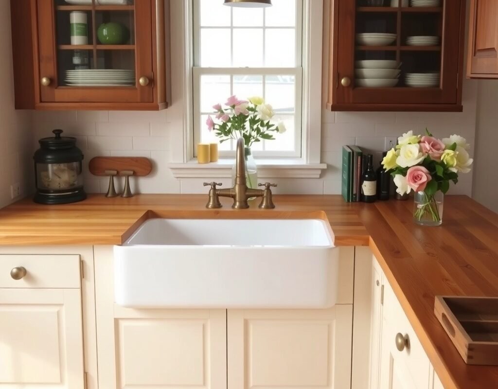 Farmhouse Sink With Butcher Block Countertops
