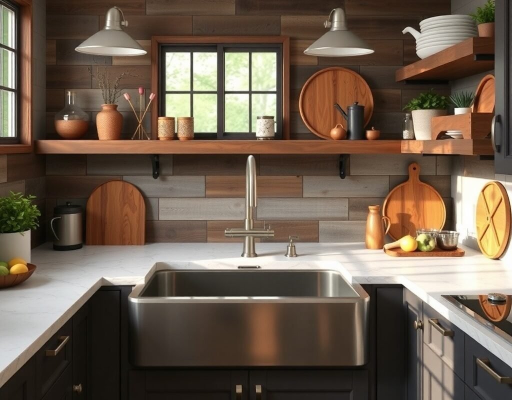 Stainless Steel Farmhouse Sink With Modern Cabinets