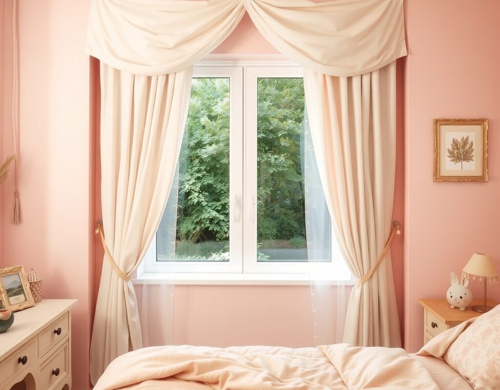 blush curtains