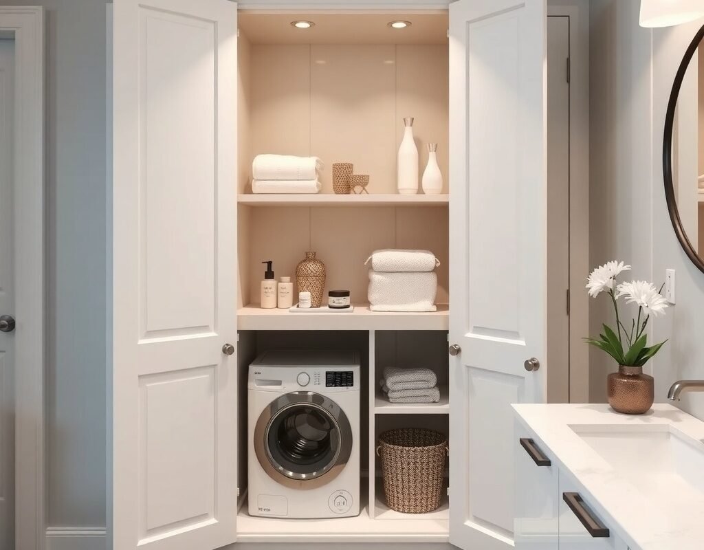 hidden laundry hamper cabinet