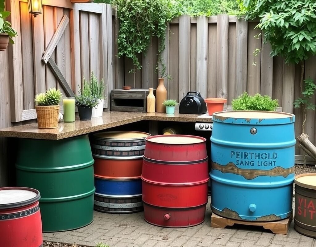 painted barrels or drums