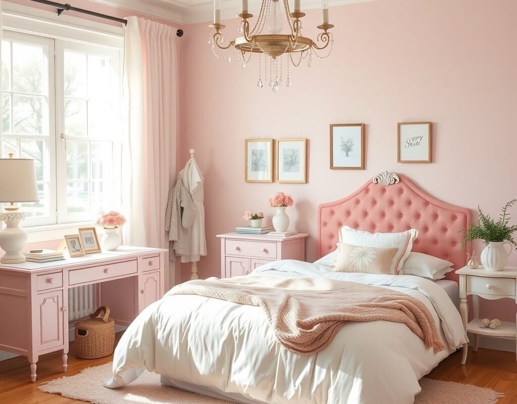 pink and white furniture