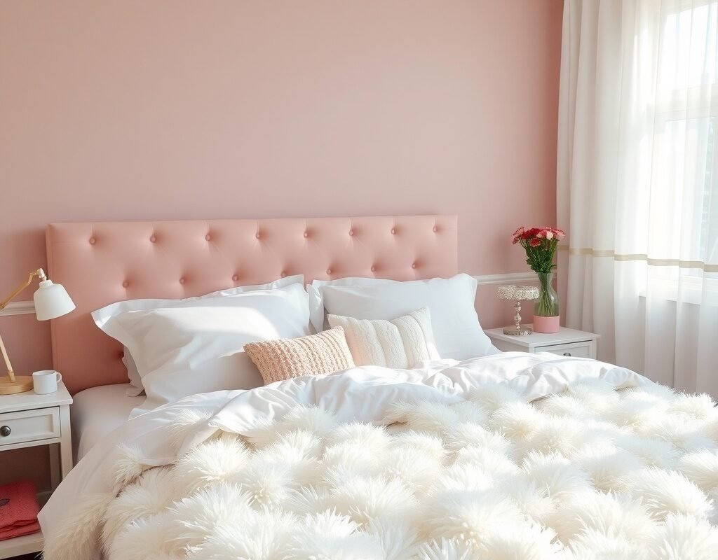 soft pink headboard