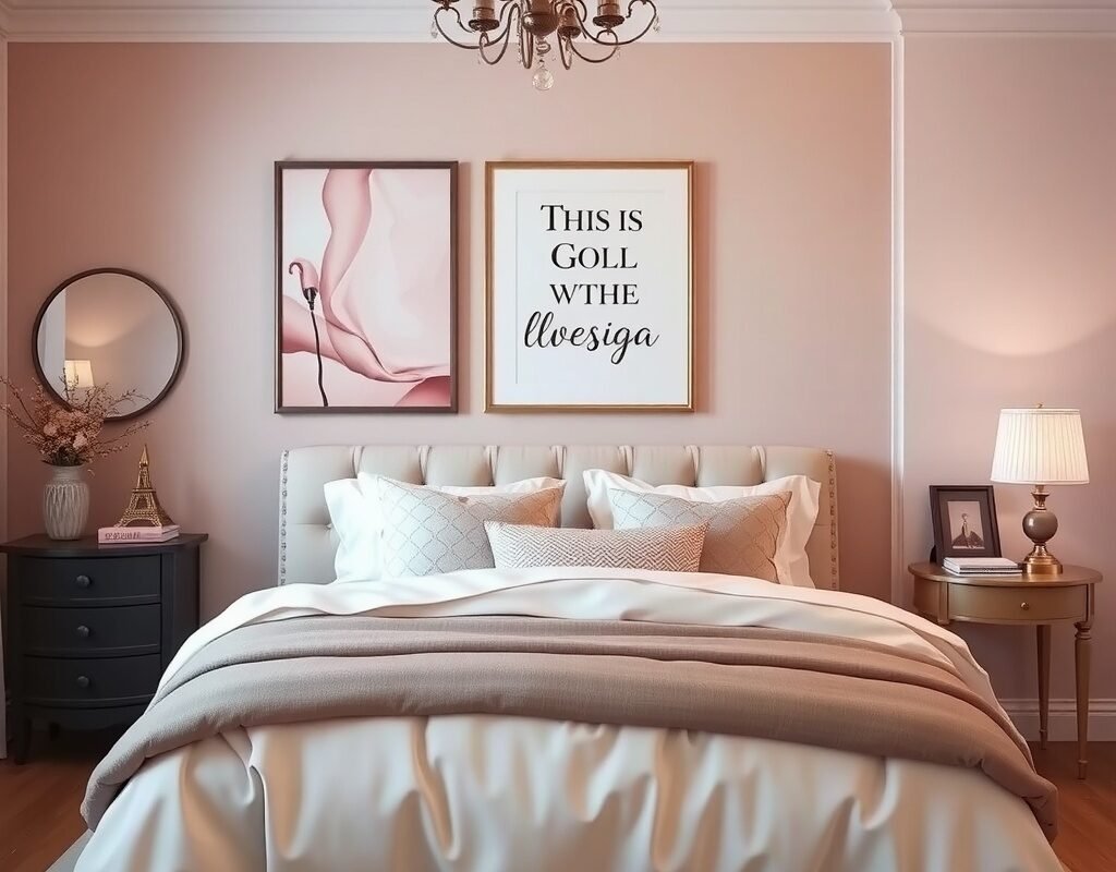 wall art with pink hues