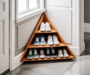 Corner Shoe Rack Design for Unused Entrance Corners