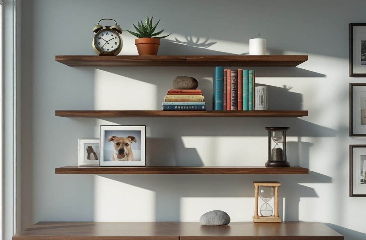 Floating Shelves With Mini Curated Displays