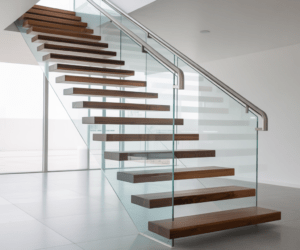 Floating Staircase with Glass Railing