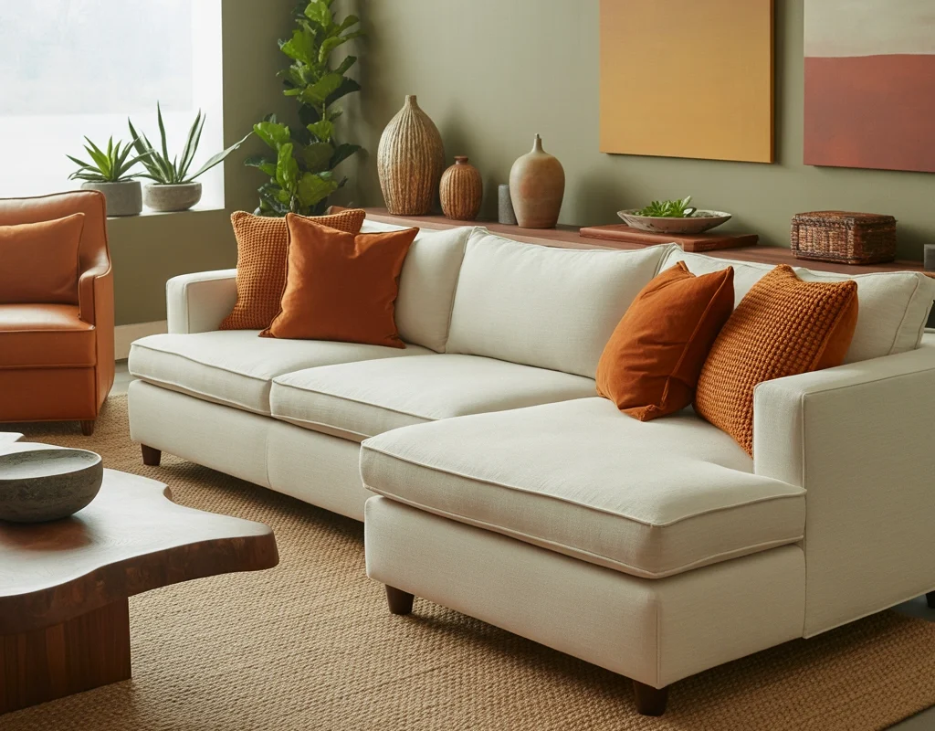 Add Earthy Colors Around Your Cream Couch