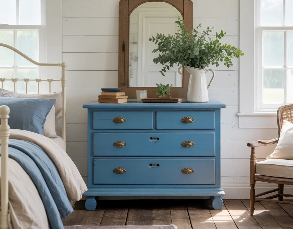 Add a Blue Painted Dresser or Nightstand