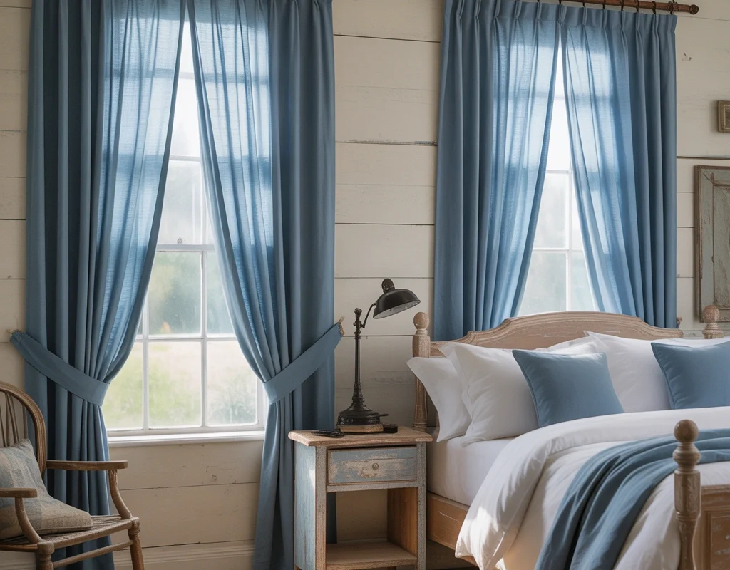 Bring in Blue Curtains for a Soft and Finished Look