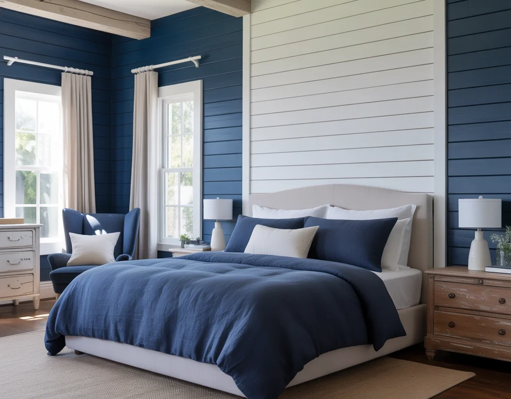 Combine Blue with White Shiplap for a Classic Farmhouse Feel