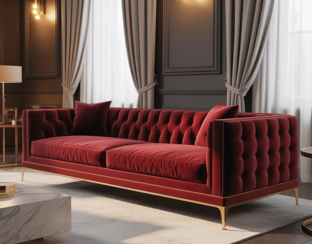 Create a Luxury Look With a Red Velvet Couch