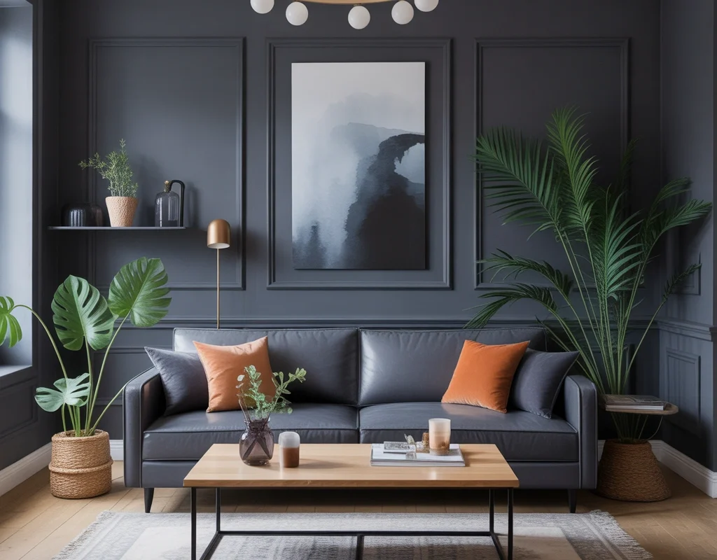 Create a Moody Living Room with Charcoal Walls