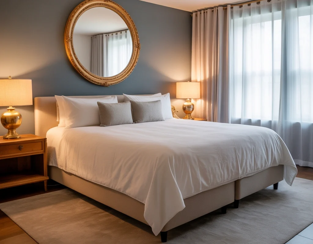 Hang a Decorative Mirror Above the Bed
