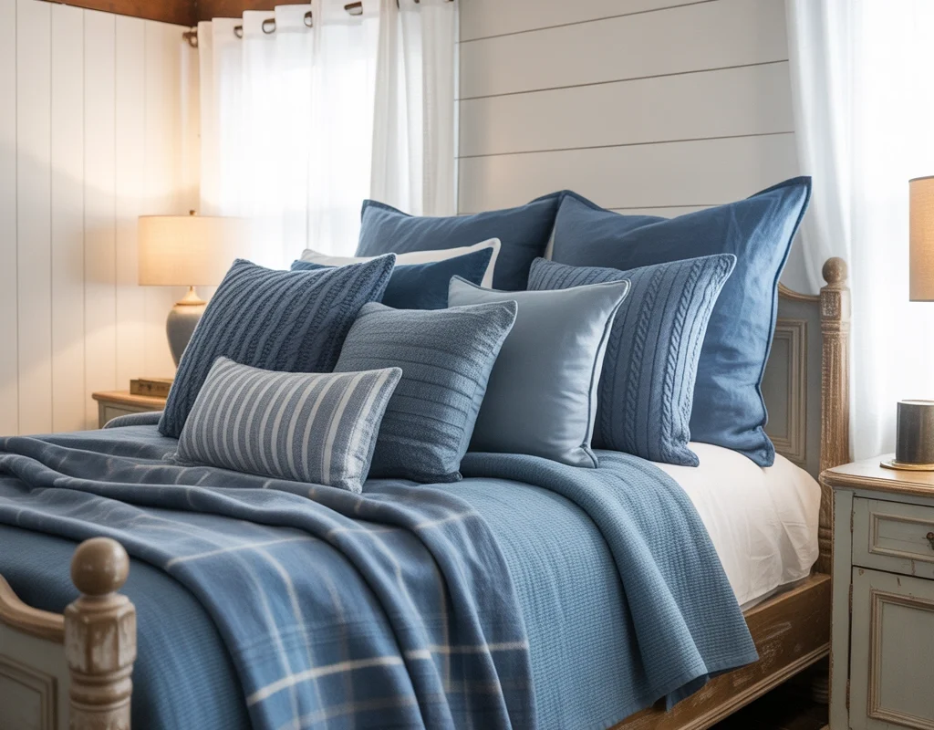 Layer Blue Throw Pillows and Blankets