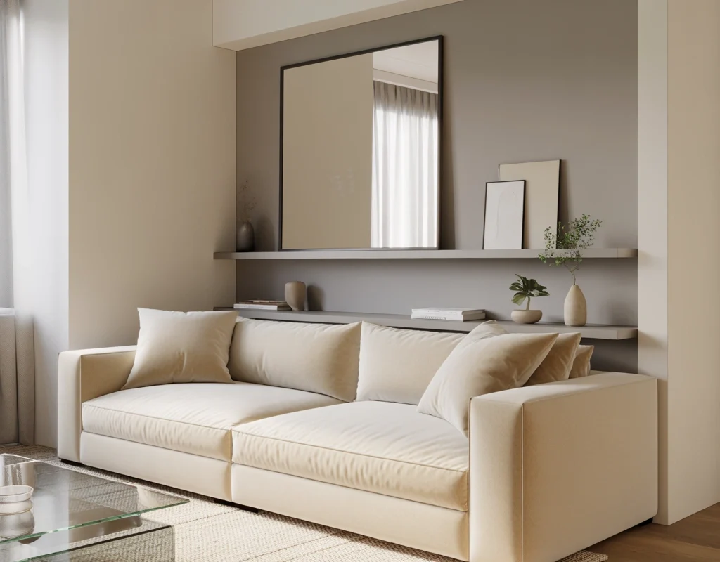 Make a Small Living Room Feel Bigger with a Cream Couch