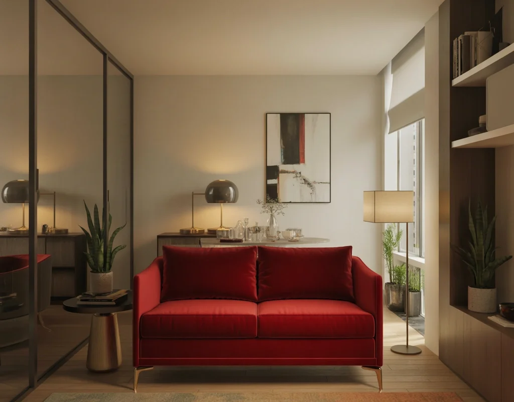 Make a Small Living Room Feel Special With a Red Loveseat