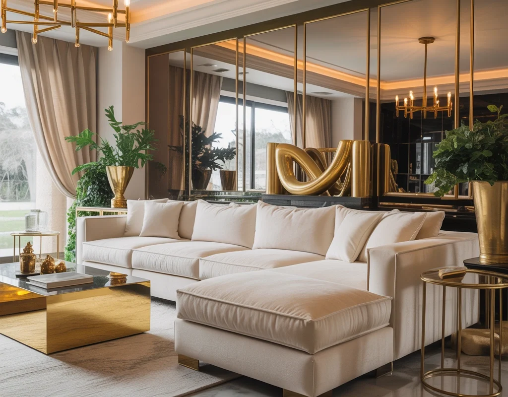 Make the Living Room Elegant with Gold and Brass Details