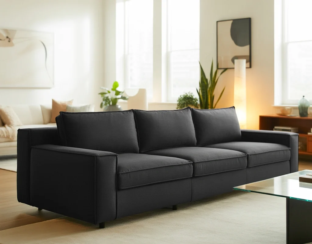 Pair a Dark Gray Couch with Warm White Walls