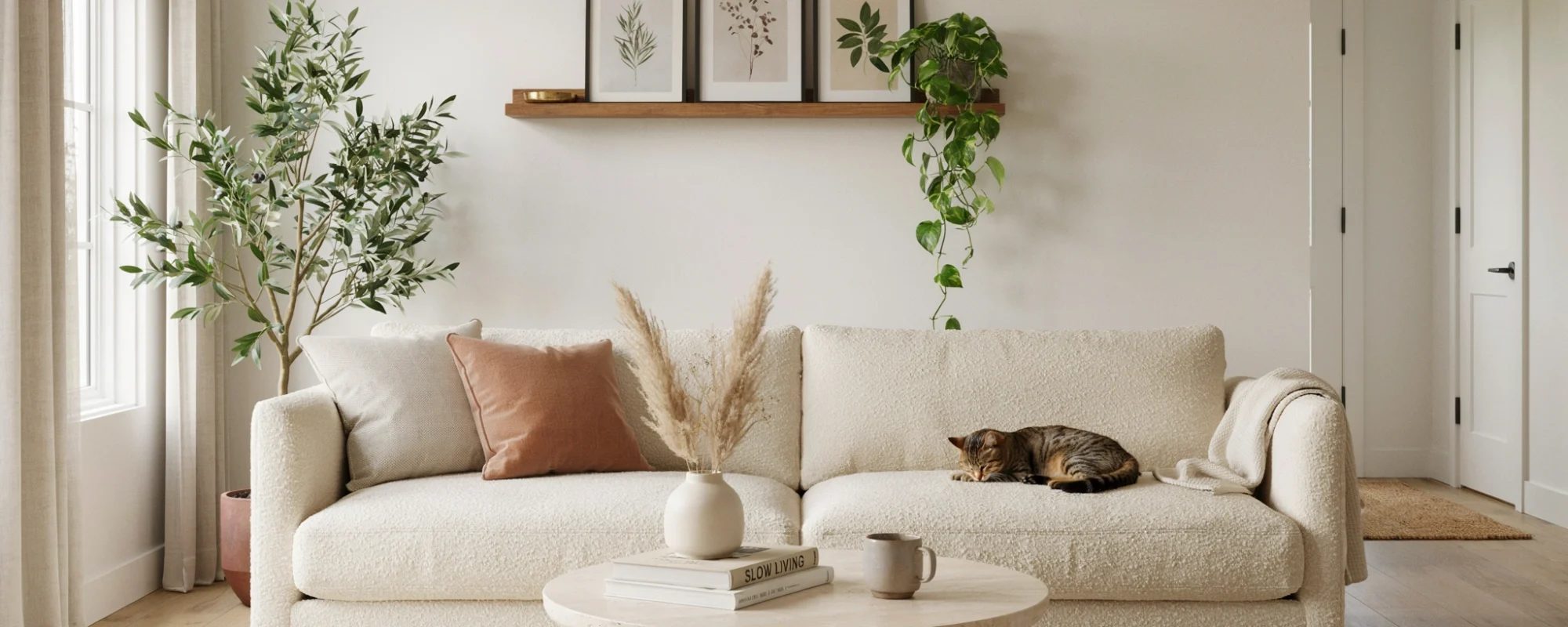 Style a Cream Couch with a Cozy Textured Rug