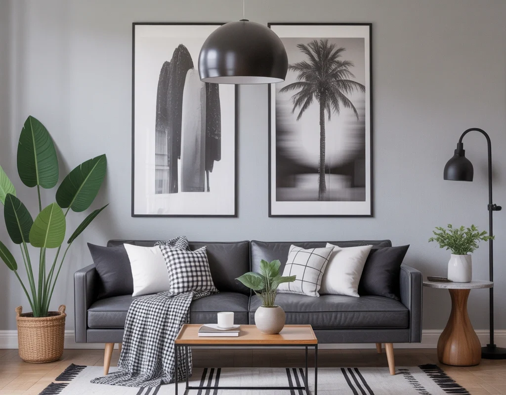 Style the Couch with Black and White Décor