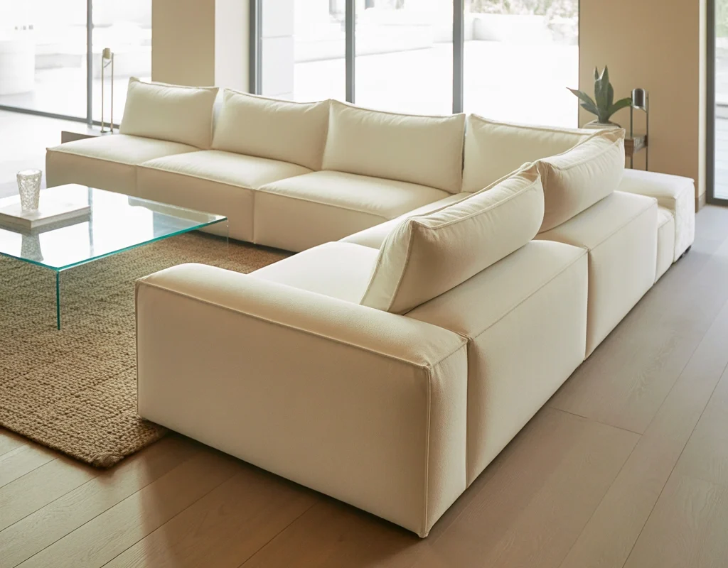 Try a Modern Cream Couch Living Room with Clean Lines