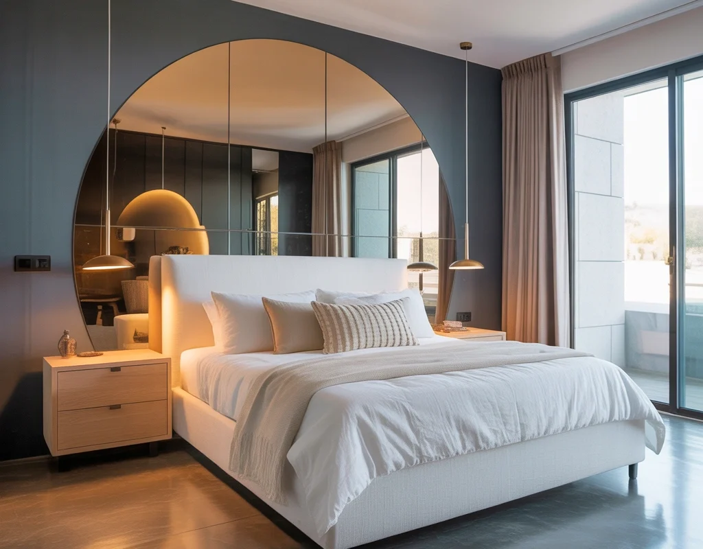 Use a Large Mirror Behind or Above the Bed