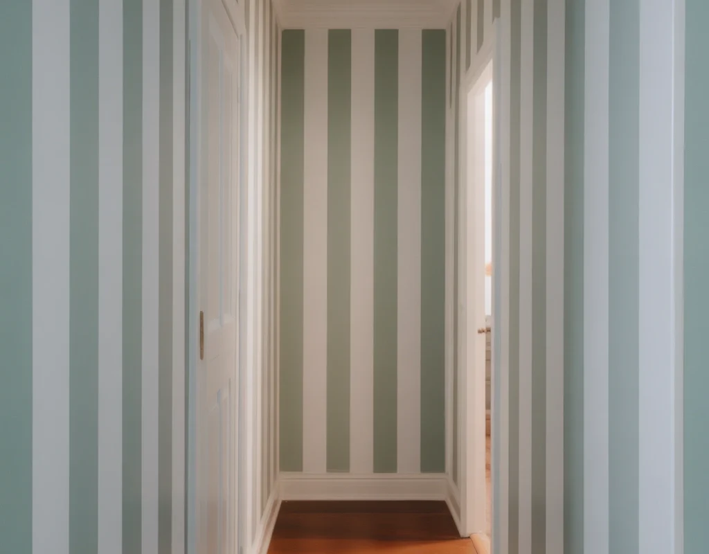 Vertical Painted Stripes to Make the Hallway Feel Taller