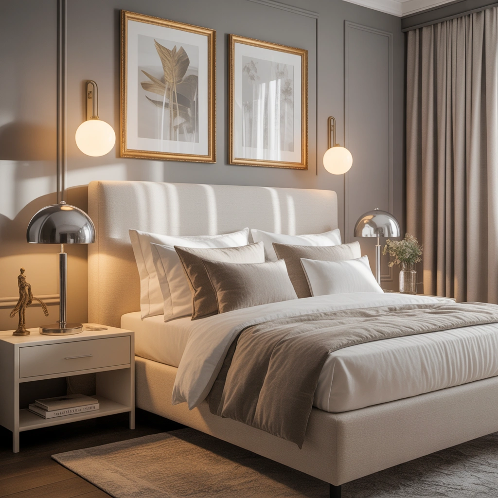 Add Brass Warmth to a Chrome Dominant Bedroom