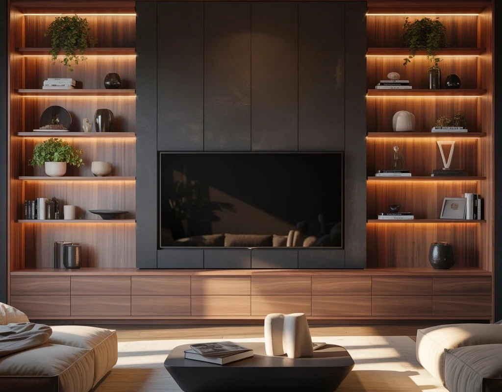 Add Built In Shelving Around the Television