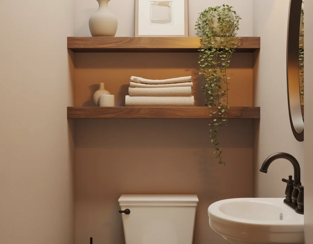 Add Floating Shelves Above the Toilet