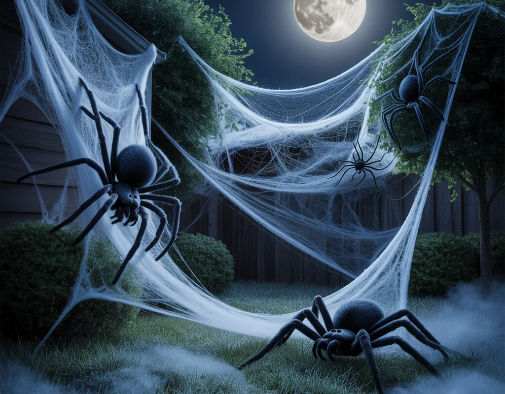 Add Giant Spider Webs and Creepy Crawlers