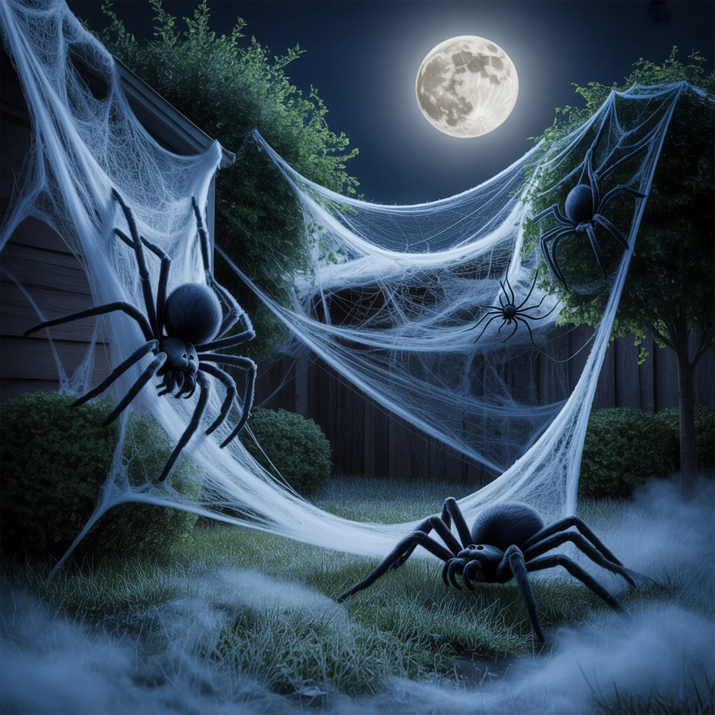 Add Giant Spider Webs and Creepy Crawlers