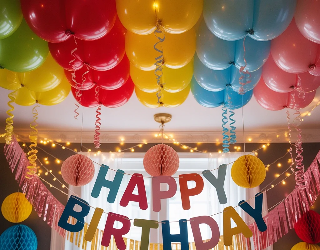 Add Hanging Birthday Decorations From the Ceiling