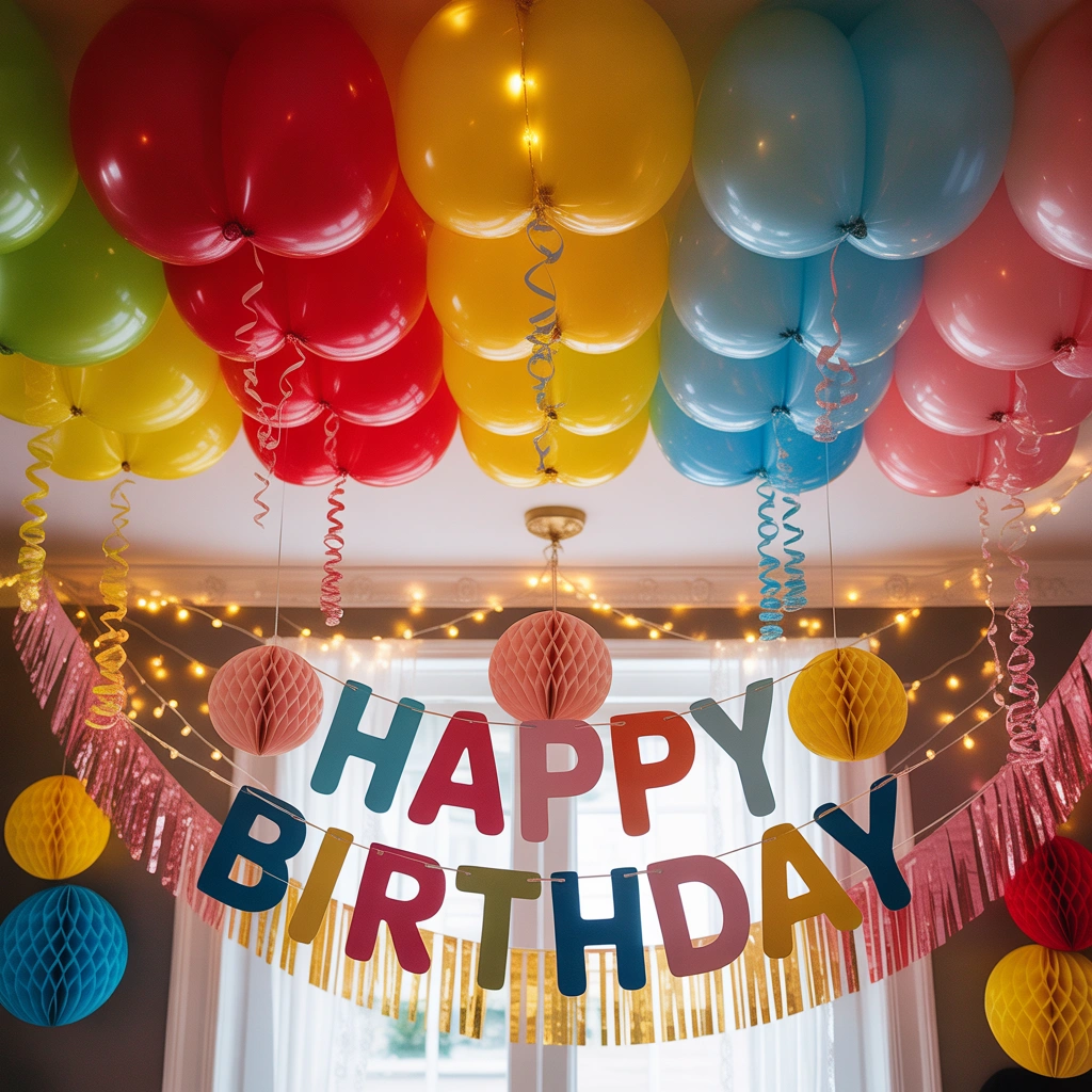 Add Hanging Birthday Decorations From the Ceiling