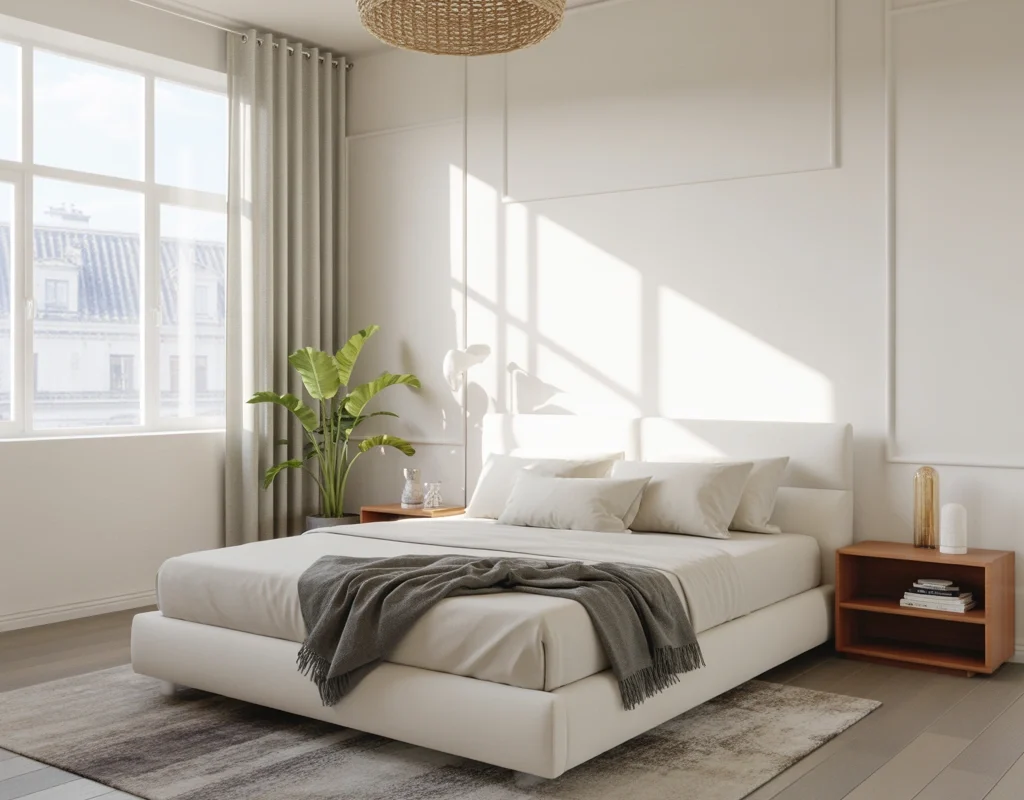 Add Natural Elements to a White Bedroom Design