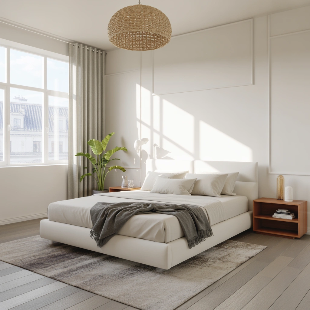 Add Natural Elements to a White Bedroom Design