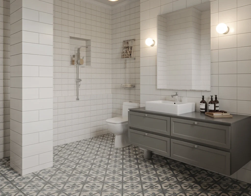 Add Personality With Patterned Bathroom Floor Tiles