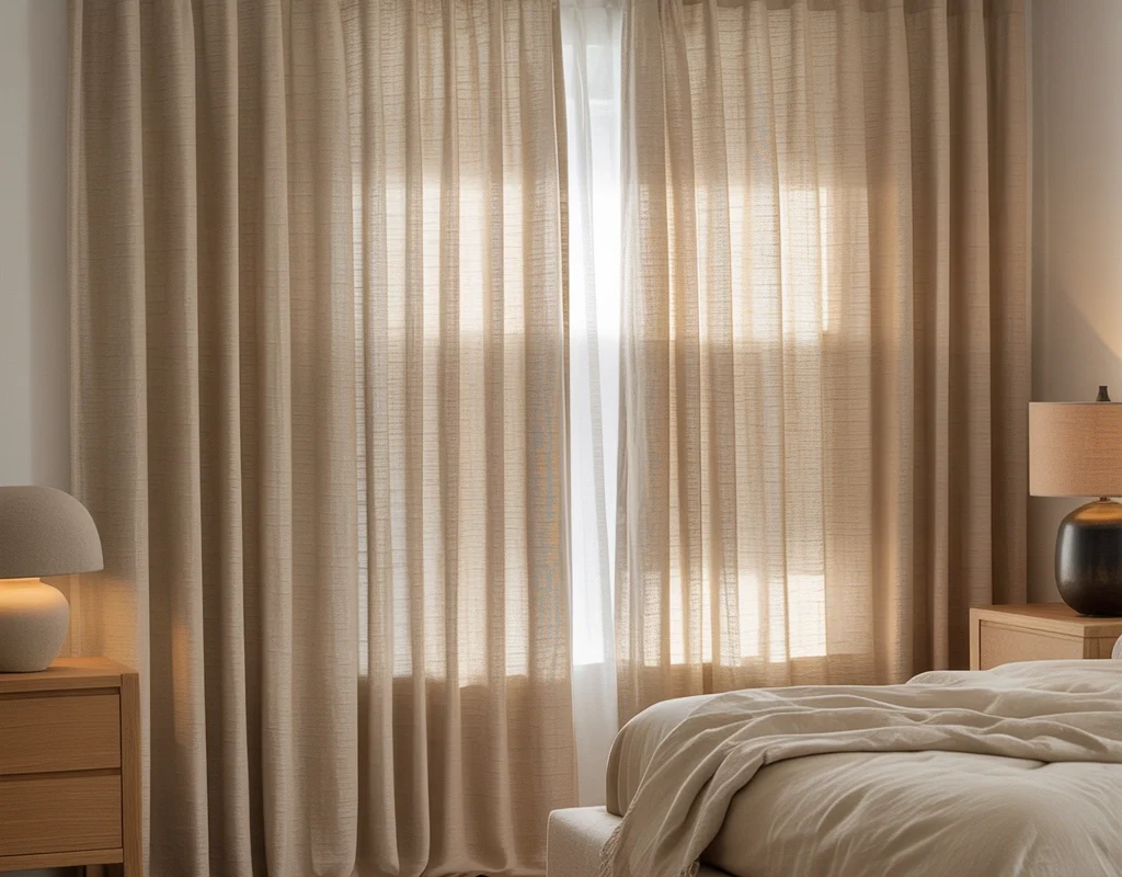 Add Texture With Natural Beige Curtains