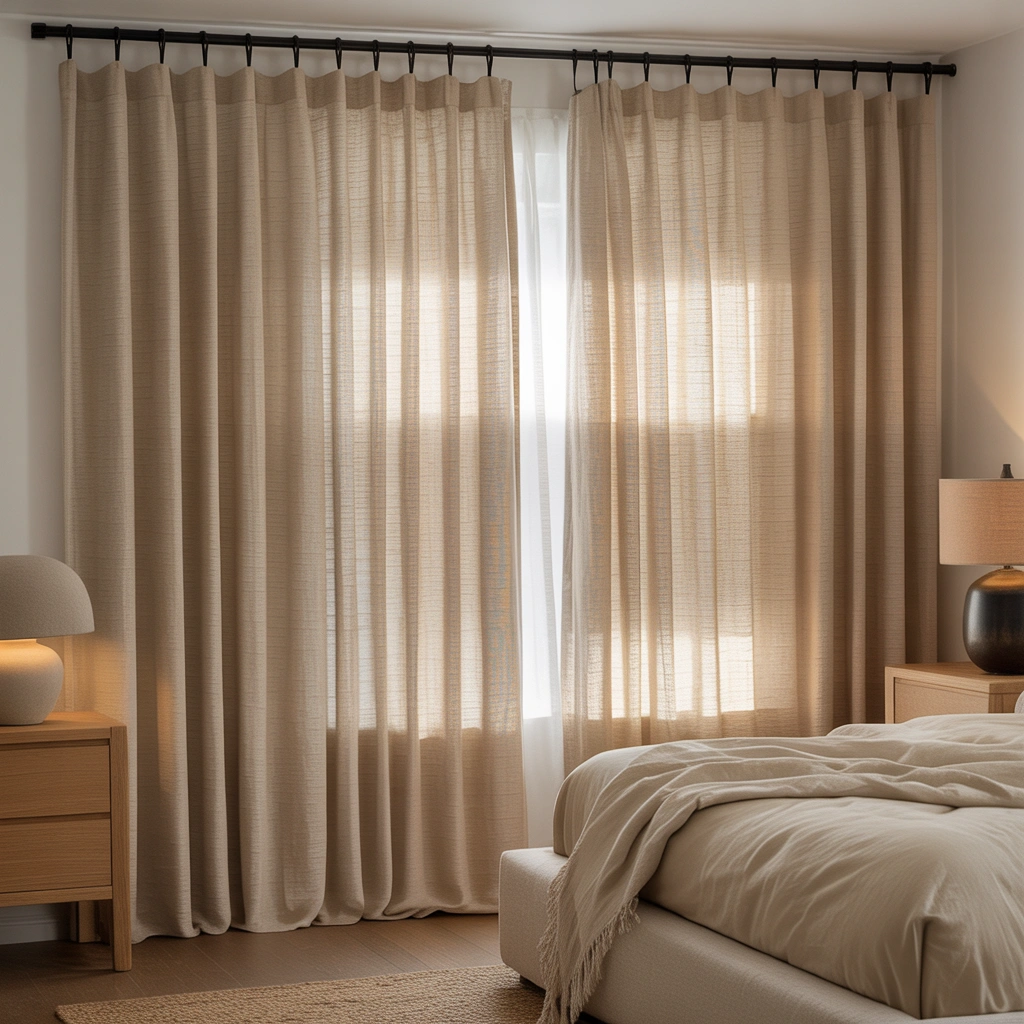 Add Texture With Natural Beige Curtains